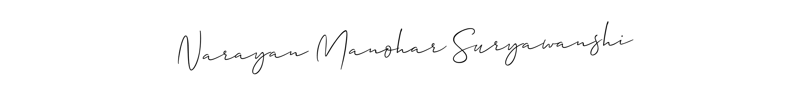 Make a beautiful signature design for name Narayan Manohar Suryawanshi. With this signature (Allison_Script) style, you can create a handwritten signature for free. Narayan Manohar Suryawanshi signature style 2 images and pictures png