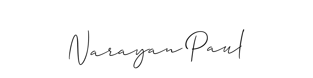 Create a beautiful signature design for name Narayan Paul. With this signature (Allison_Script) fonts, you can make a handwritten signature for free. Narayan Paul signature style 2 images and pictures png