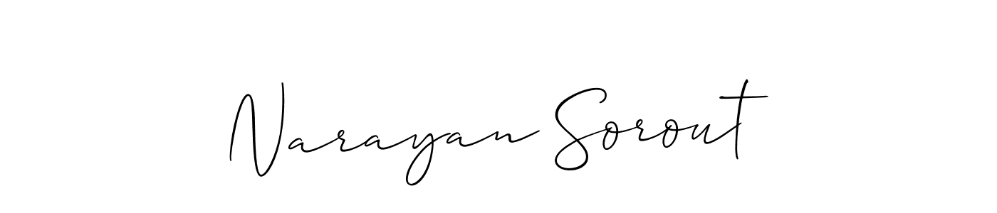 Narayan Sorout stylish signature style. Best Handwritten Sign (Allison_Script) for my name. Handwritten Signature Collection Ideas for my name Narayan Sorout. Narayan Sorout signature style 2 images and pictures png