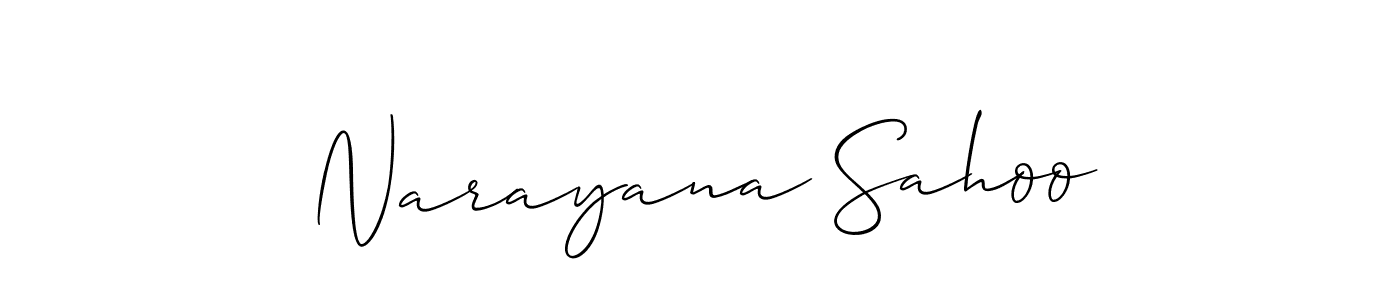 Create a beautiful signature design for name Narayana Sahoo. With this signature (Allison_Script) fonts, you can make a handwritten signature for free. Narayana Sahoo signature style 2 images and pictures png