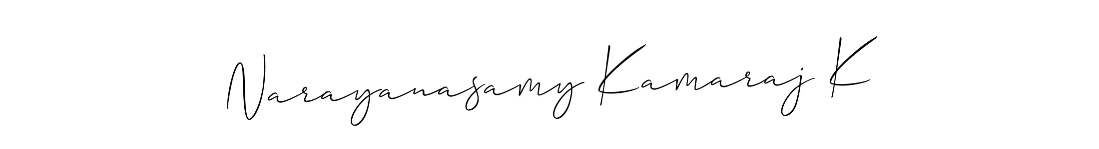 Make a beautiful signature design for name Narayanasamy Kamaraj K. With this signature (Allison_Script) style, you can create a handwritten signature for free. Narayanasamy Kamaraj K signature style 2 images and pictures png