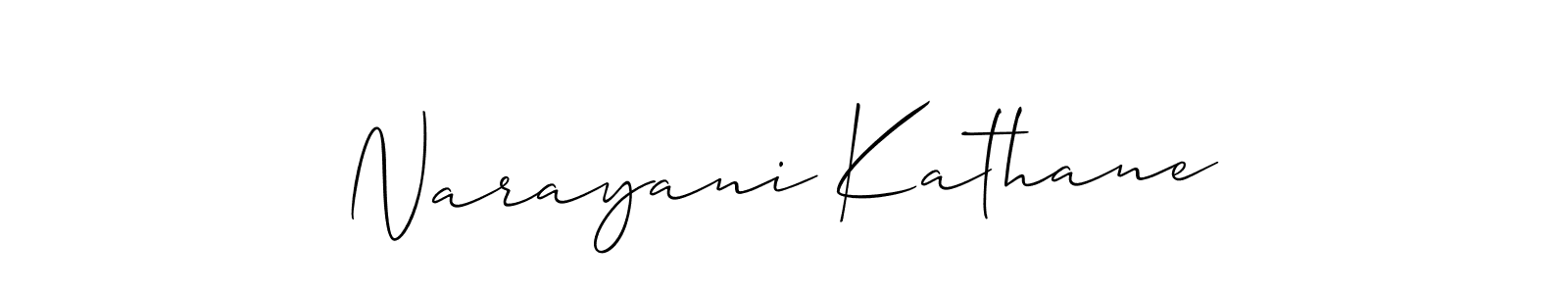 Make a beautiful signature design for name Narayani Kathane. With this signature (Allison_Script) style, you can create a handwritten signature for free. Narayani Kathane signature style 2 images and pictures png