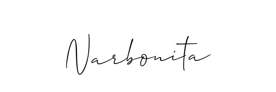 It looks lik you need a new signature style for name Narbonita. Design unique handwritten (Allison_Script) signature with our free signature maker in just a few clicks. Narbonita signature style 2 images and pictures png