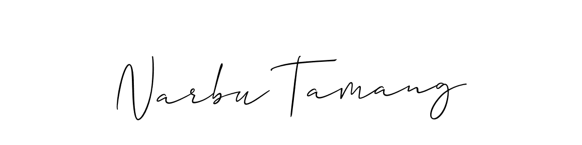 Design your own signature with our free online signature maker. With this signature software, you can create a handwritten (Allison_Script) signature for name Narbu Tamang. Narbu Tamang signature style 2 images and pictures png