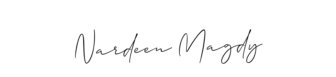 Make a short Nardeen Magdy signature style. Manage your documents anywhere anytime using Allison_Script. Create and add eSignatures, submit forms, share and send files easily. Nardeen Magdy signature style 2 images and pictures png