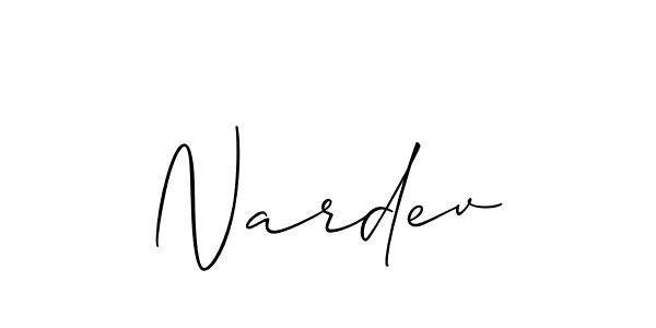 Create a beautiful signature design for name Nardev. With this signature (Allison_Script) fonts, you can make a handwritten signature for free. Nardev signature style 2 images and pictures png