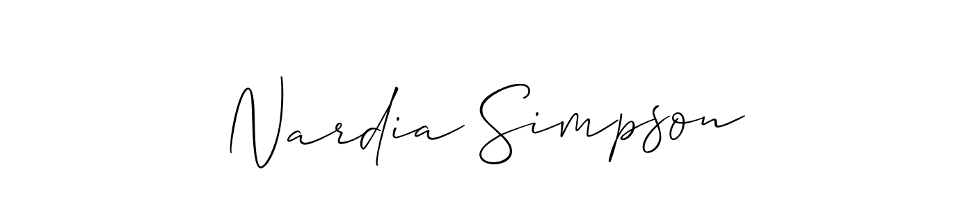 The best way (Allison_Script) to make a short signature is to pick only two or three words in your name. The name Nardia Simpson include a total of six letters. For converting this name. Nardia Simpson signature style 2 images and pictures png