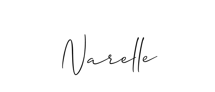 Allison_Script is a professional signature style that is perfect for those who want to add a touch of class to their signature. It is also a great choice for those who want to make their signature more unique. Get Narelle name to fancy signature for free. Narelle signature style 2 images and pictures png
