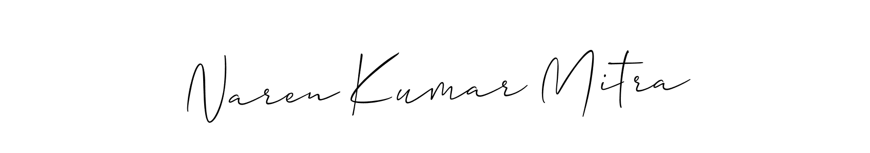 The best way (Allison_Script) to make a short signature is to pick only two or three words in your name. The name Naren Kumar Mitra include a total of six letters. For converting this name. Naren Kumar Mitra signature style 2 images and pictures png