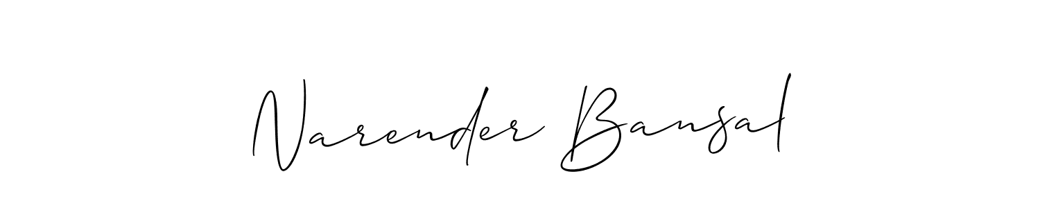 Use a signature maker to create a handwritten signature online. With this signature software, you can design (Allison_Script) your own signature for name Narender Bansal. Narender Bansal signature style 2 images and pictures png