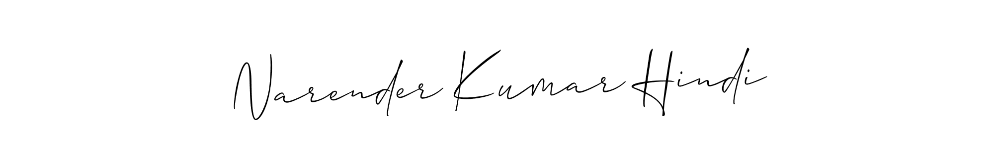 Use a signature maker to create a handwritten signature online. With this signature software, you can design (Allison_Script) your own signature for name Narender Kumar Hindi. Narender Kumar Hindi signature style 2 images and pictures png