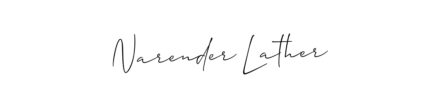 Create a beautiful signature design for name Narender Lather. With this signature (Allison_Script) fonts, you can make a handwritten signature for free. Narender Lather signature style 2 images and pictures png