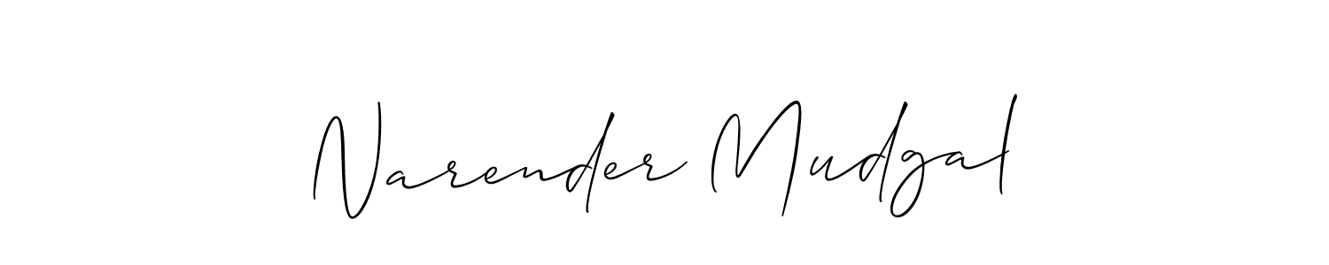 Create a beautiful signature design for name Narender Mudgal. With this signature (Allison_Script) fonts, you can make a handwritten signature for free. Narender Mudgal signature style 2 images and pictures png