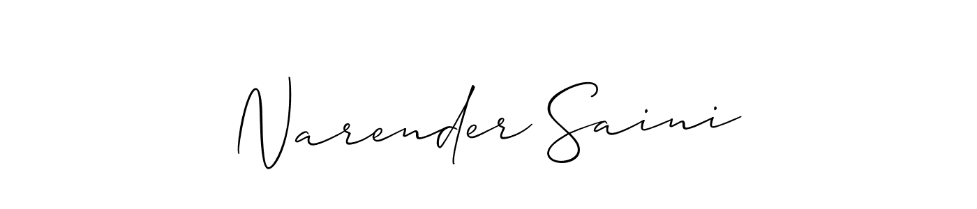 Create a beautiful signature design for name Narender Saini. With this signature (Allison_Script) fonts, you can make a handwritten signature for free. Narender Saini signature style 2 images and pictures png