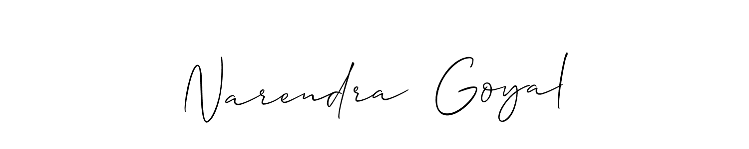 Make a short Narendra  Goyal signature style. Manage your documents anywhere anytime using Allison_Script. Create and add eSignatures, submit forms, share and send files easily. Narendra  Goyal signature style 2 images and pictures png
