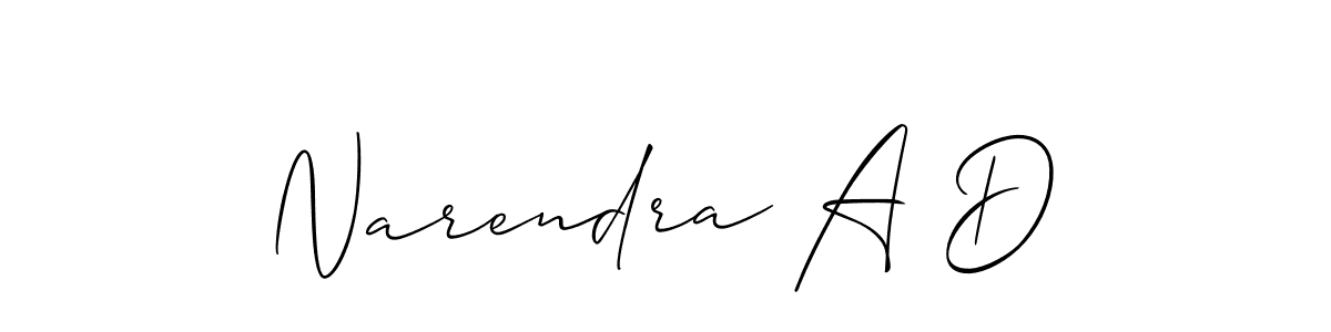 Similarly Allison_Script is the best handwritten signature design. Signature creator online .You can use it as an online autograph creator for name Narendra A D. Narendra A D signature style 2 images and pictures png