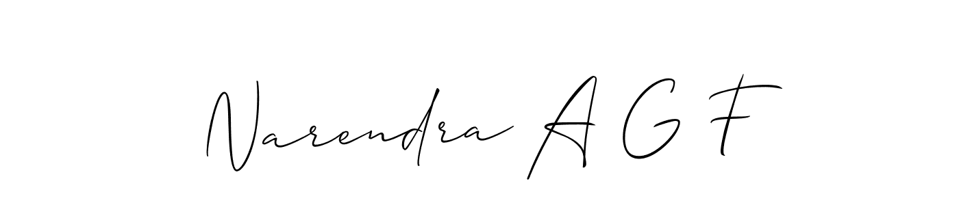 Similarly Allison_Script is the best handwritten signature design. Signature creator online .You can use it as an online autograph creator for name Narendra A G F. Narendra A G F signature style 2 images and pictures png