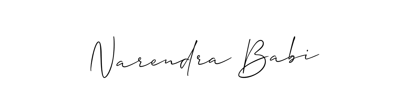 The best way (Allison_Script) to make a short signature is to pick only two or three words in your name. The name Narendra Babi include a total of six letters. For converting this name. Narendra Babi signature style 2 images and pictures png