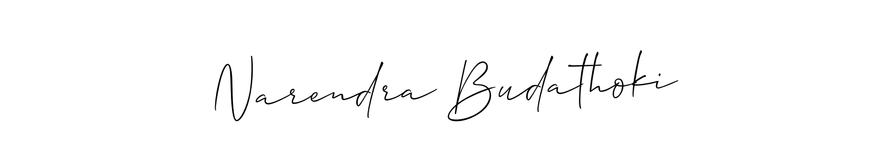 Allison_Script is a professional signature style that is perfect for those who want to add a touch of class to their signature. It is also a great choice for those who want to make their signature more unique. Get Narendra Budathoki name to fancy signature for free. Narendra Budathoki signature style 2 images and pictures png