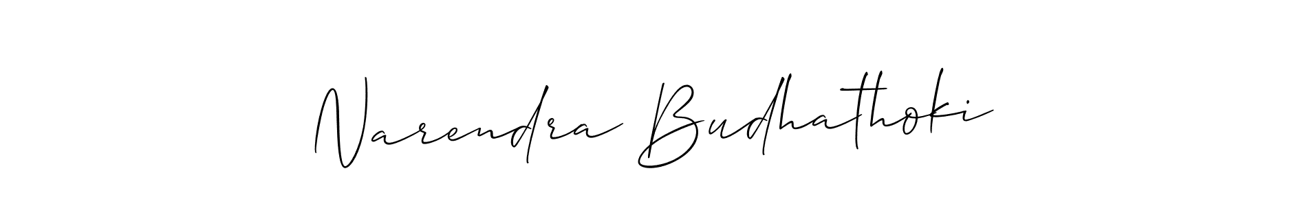 Allison_Script is a professional signature style that is perfect for those who want to add a touch of class to their signature. It is also a great choice for those who want to make their signature more unique. Get Narendra Budhathoki name to fancy signature for free. Narendra Budhathoki signature style 2 images and pictures png