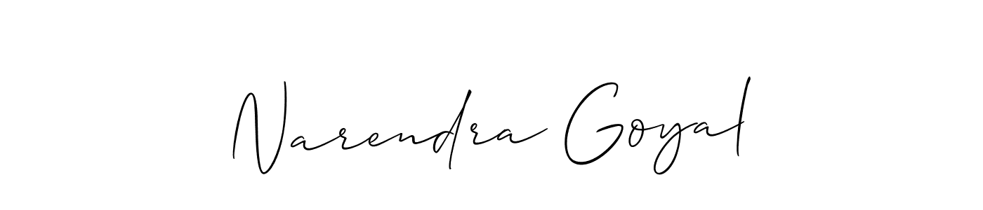 Make a beautiful signature design for name Narendra Goyal. With this signature (Allison_Script) style, you can create a handwritten signature for free. Narendra Goyal signature style 2 images and pictures png