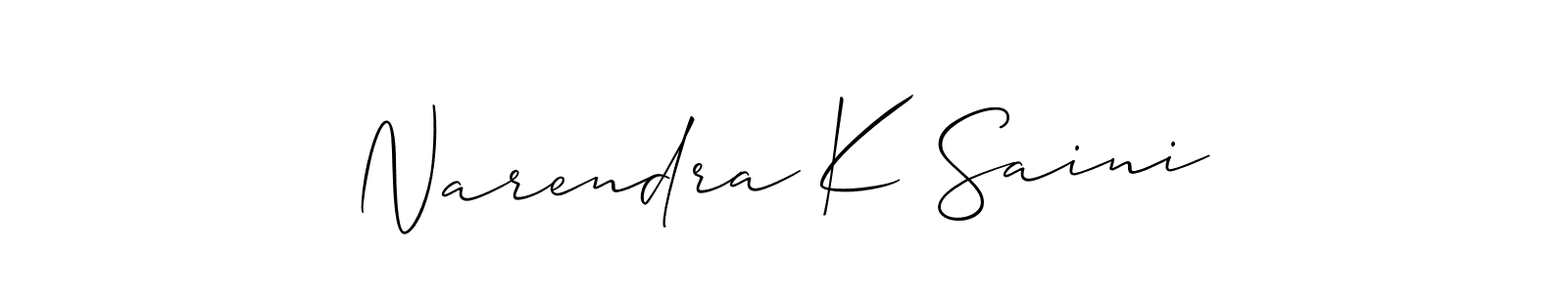 How to make Narendra K Saini signature? Allison_Script is a professional autograph style. Create handwritten signature for Narendra K Saini name. Narendra K Saini signature style 2 images and pictures png