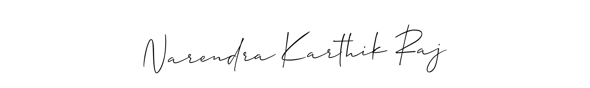 It looks lik you need a new signature style for name Narendra Karthik Raj. Design unique handwritten (Allison_Script) signature with our free signature maker in just a few clicks. Narendra Karthik Raj signature style 2 images and pictures png