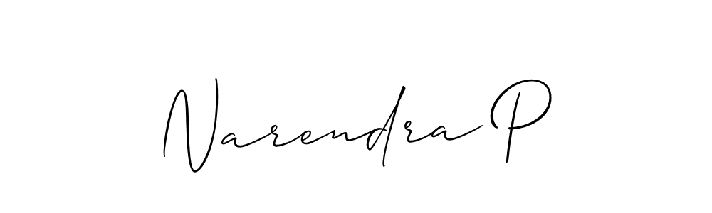 It looks lik you need a new signature style for name Narendra P. Design unique handwritten (Allison_Script) signature with our free signature maker in just a few clicks. Narendra P signature style 2 images and pictures png