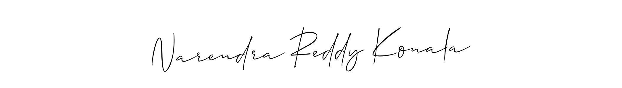 Make a beautiful signature design for name Narendra Reddy Konala. With this signature (Allison_Script) style, you can create a handwritten signature for free. Narendra Reddy Konala signature style 2 images and pictures png