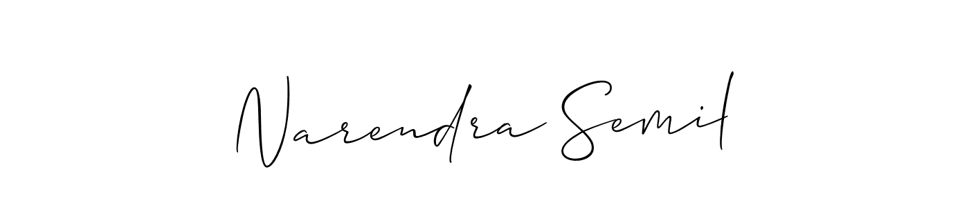 It looks lik you need a new signature style for name Narendra Semil. Design unique handwritten (Allison_Script) signature with our free signature maker in just a few clicks. Narendra Semil signature style 2 images and pictures png