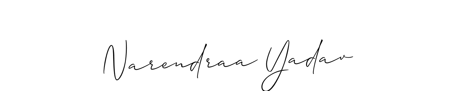 Make a short Narendraa Yadav signature style. Manage your documents anywhere anytime using Allison_Script. Create and add eSignatures, submit forms, share and send files easily. Narendraa Yadav signature style 2 images and pictures png