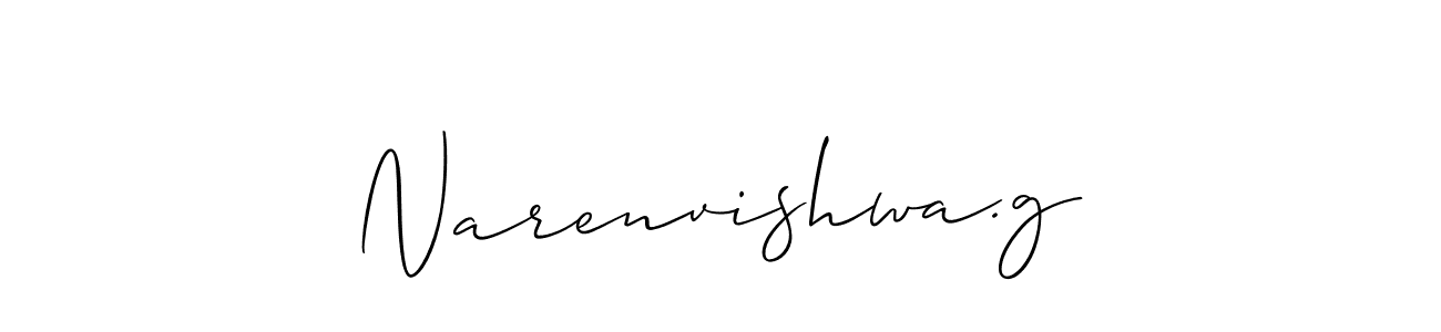 The best way (Allison_Script) to make a short signature is to pick only two or three words in your name. The name Narenvishwa.g include a total of six letters. For converting this name. Narenvishwa.g signature style 2 images and pictures png