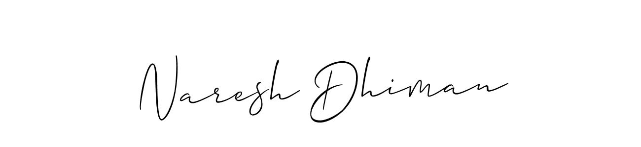 The best way (Allison_Script) to make a short signature is to pick only two or three words in your name. The name Naresh Dhiman include a total of six letters. For converting this name. Naresh Dhiman signature style 2 images and pictures png