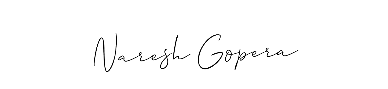 Allison_Script is a professional signature style that is perfect for those who want to add a touch of class to their signature. It is also a great choice for those who want to make their signature more unique. Get Naresh Gopera name to fancy signature for free. Naresh Gopera signature style 2 images and pictures png