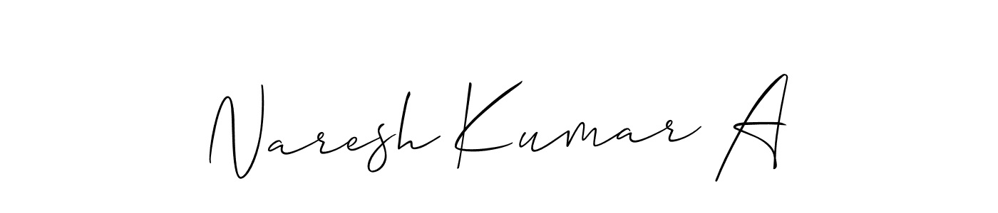 Make a beautiful signature design for name Naresh Kumar A. With this signature (Allison_Script) style, you can create a handwritten signature for free. Naresh Kumar A signature style 2 images and pictures png