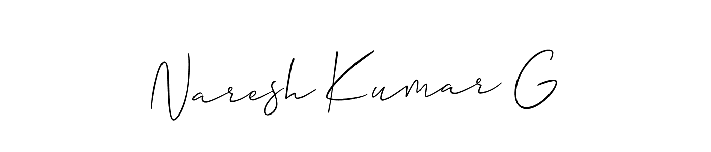 Make a short Naresh Kumar G signature style. Manage your documents anywhere anytime using Allison_Script. Create and add eSignatures, submit forms, share and send files easily. Naresh Kumar G signature style 2 images and pictures png