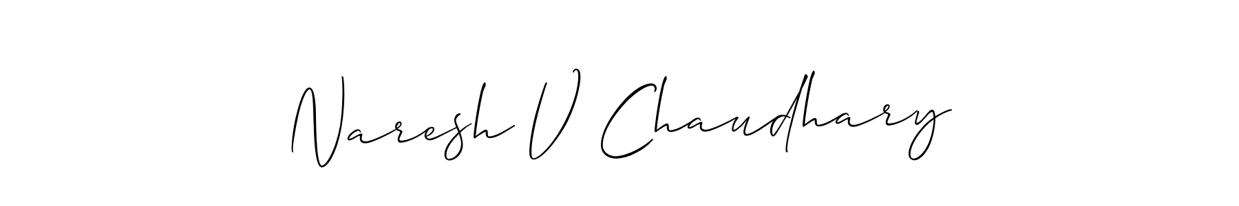 The best way (Allison_Script) to make a short signature is to pick only two or three words in your name. The name Naresh V Chaudhary include a total of six letters. For converting this name. Naresh V Chaudhary signature style 2 images and pictures png