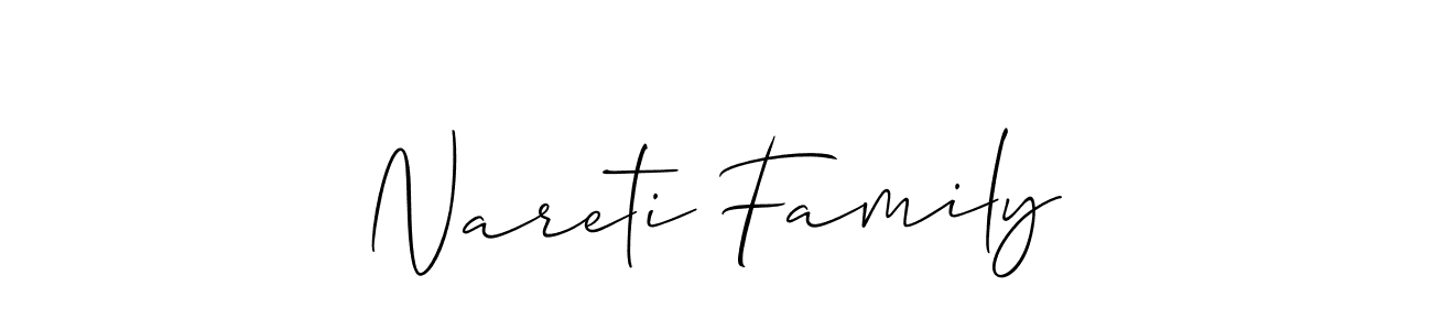 Nareti Family stylish signature style. Best Handwritten Sign (Allison_Script) for my name. Handwritten Signature Collection Ideas for my name Nareti Family. Nareti Family signature style 2 images and pictures png