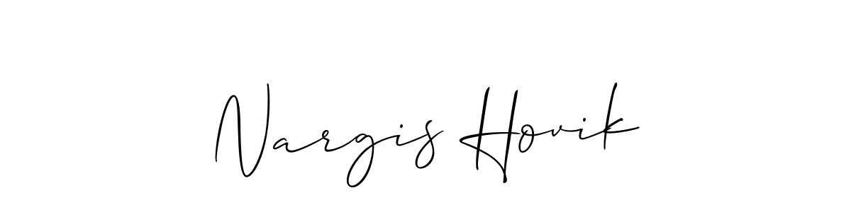 Make a short Nargis Hovik signature style. Manage your documents anywhere anytime using Allison_Script. Create and add eSignatures, submit forms, share and send files easily. Nargis Hovik signature style 2 images and pictures png