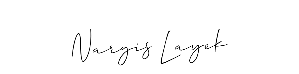 Design your own signature with our free online signature maker. With this signature software, you can create a handwritten (Allison_Script) signature for name Nargis Layek. Nargis Layek signature style 2 images and pictures png