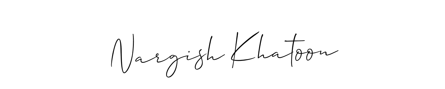 You should practise on your own different ways (Allison_Script) to write your name (Nargish Khatoon) in signature. don't let someone else do it for you. Nargish Khatoon signature style 2 images and pictures png