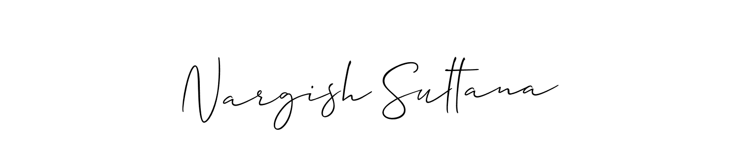 The best way (Allison_Script) to make a short signature is to pick only two or three words in your name. The name Nargish Sultana include a total of six letters. For converting this name. Nargish Sultana signature style 2 images and pictures png