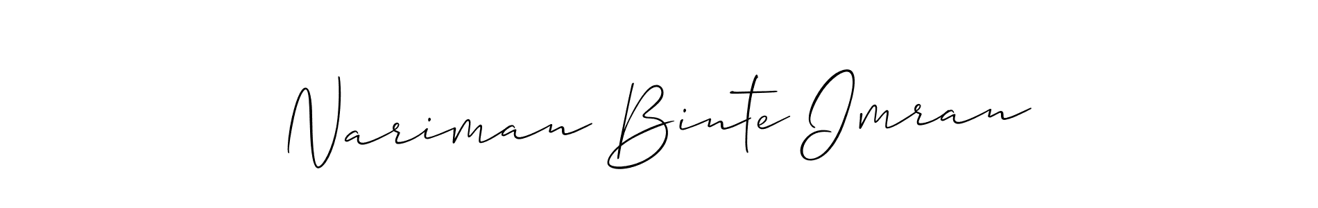 You should practise on your own different ways (Allison_Script) to write your name (Nariman Binte Imran) in signature. don't let someone else do it for you. Nariman Binte Imran signature style 2 images and pictures png