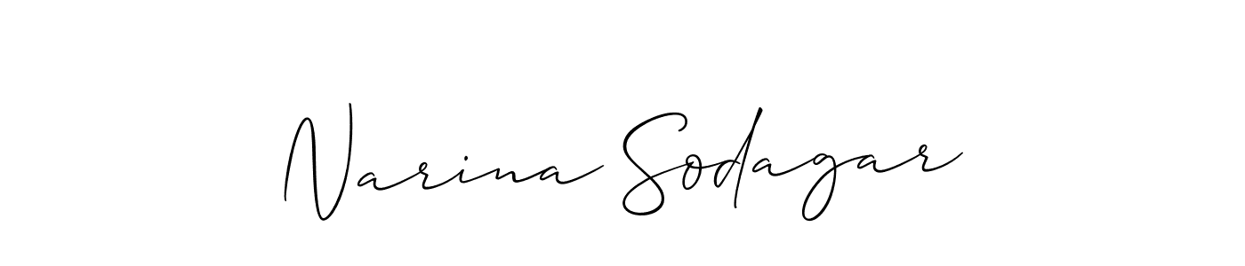 Make a short Narina Sodagar signature style. Manage your documents anywhere anytime using Allison_Script. Create and add eSignatures, submit forms, share and send files easily. Narina Sodagar signature style 2 images and pictures png