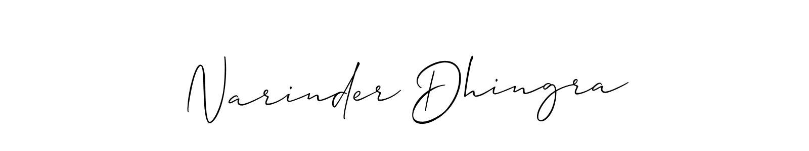 This is the best signature style for the Narinder Dhingra name. Also you like these signature font (Allison_Script). Mix name signature. Narinder Dhingra signature style 2 images and pictures png