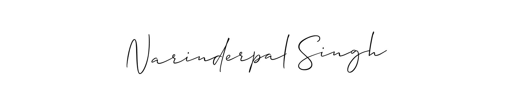 The best way (Allison_Script) to make a short signature is to pick only two or three words in your name. The name Narinderpal Singh include a total of six letters. For converting this name. Narinderpal Singh signature style 2 images and pictures png