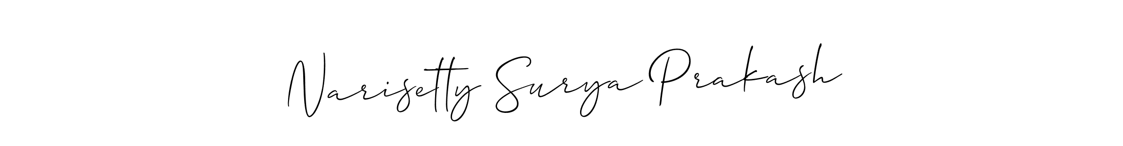 Make a short Narisetty Surya Prakash signature style. Manage your documents anywhere anytime using Allison_Script. Create and add eSignatures, submit forms, share and send files easily. Narisetty Surya Prakash signature style 2 images and pictures png