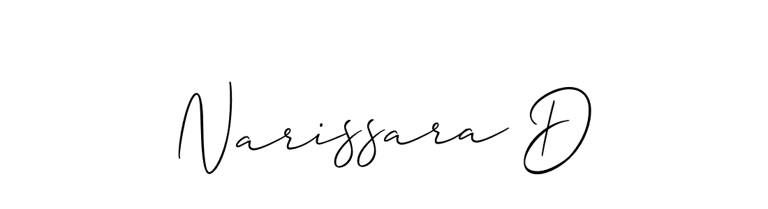 Make a beautiful signature design for name Narissara D. With this signature (Allison_Script) style, you can create a handwritten signature for free. Narissara D signature style 2 images and pictures png