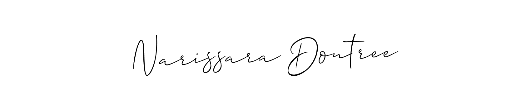 It looks lik you need a new signature style for name Narissara Dontree. Design unique handwritten (Allison_Script) signature with our free signature maker in just a few clicks. Narissara Dontree signature style 2 images and pictures png