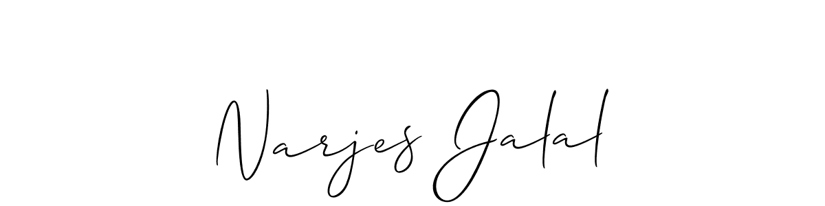 if you are searching for the best signature style for your name Narjes Jalal. so please give up your signature search. here we have designed multiple signature styles  using Allison_Script. Narjes Jalal signature style 2 images and pictures png